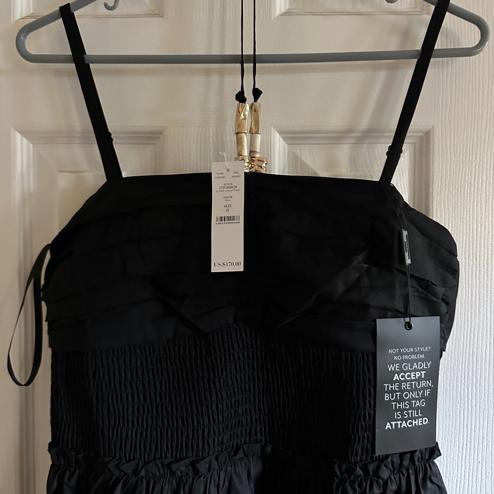 Elegant Black Poplin Halter Dress - Picture 7 of 9